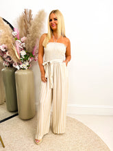 The Eva - Tie Neck Stripe Jumpsuit